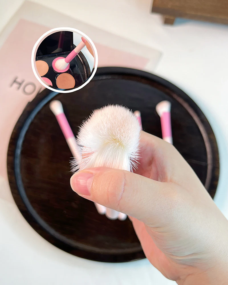Close real-life view of a soft powder brush